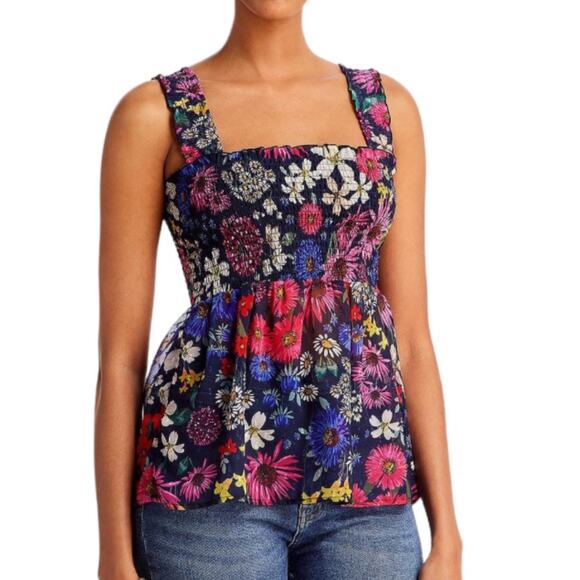 AQUA Floral Smocked Top Size XS - Picture 1 of 6